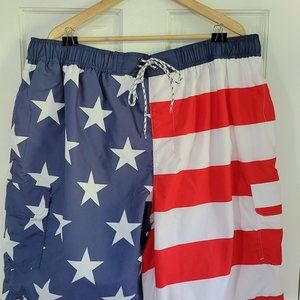 Men's 3XL NWT American Flag Swim Trunks
